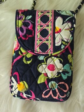 Vera Bradley Navy Floral Quilted Crossbody Phone Pouch